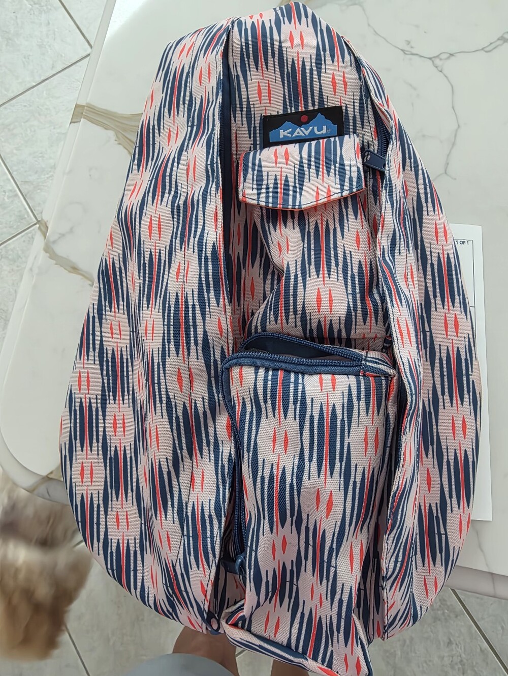 Kavu Pink, Navy & Coral Printed Rope Sling Bag